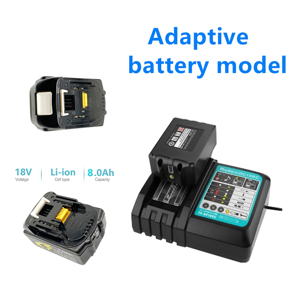 

2021 Upgrade 18V 8Ah BL1860 Rechargeable Battery Lithium Ion for Makita Power Tool Battery BL1840 BL1850 BL1830 LXT 400+Charger