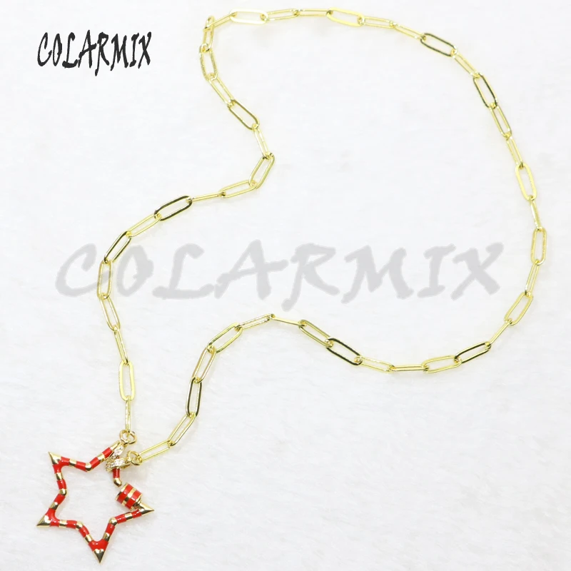 

5strands Star bolt pendant necklace Enamel colors jewelry 18" chain for layer necklace fashion jewelry 50144