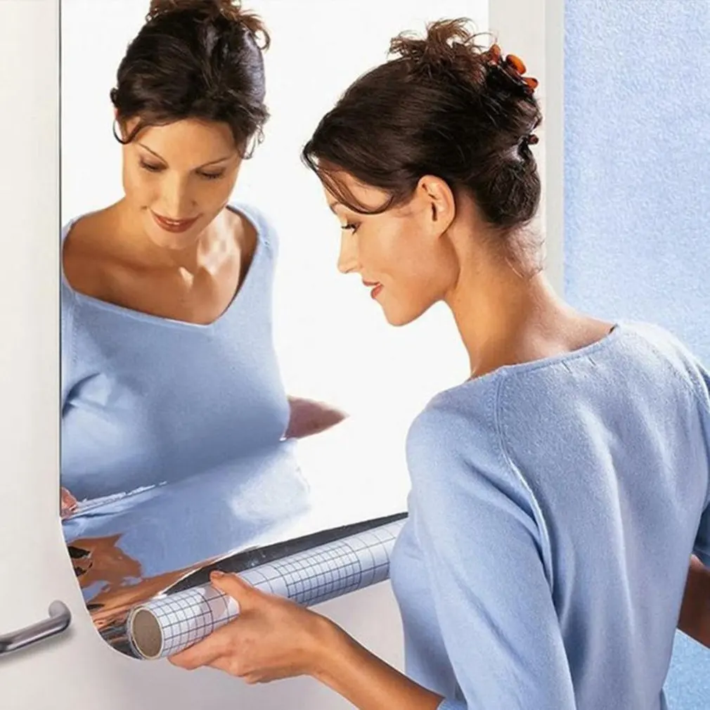 

50*50cm 0.1mm Mirror Wall Stickers Reflective Solar Film Mirror Wall Sticker Rectangle Self Adhesive Room Decor Stick On Art