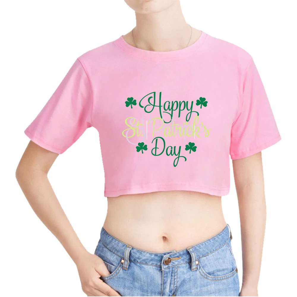 

Женская футболка с надписью на День Св. Патрика, летние пикантные футболки с коротким рукавом и пупком, модные женские пикантные топы на уда...