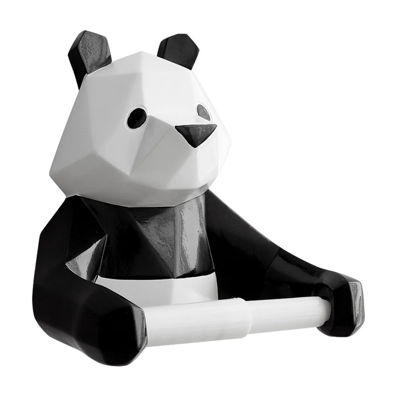 

Resin Panda Paper Roll Holder Wall-Mounted Tissue Bathroom Decor