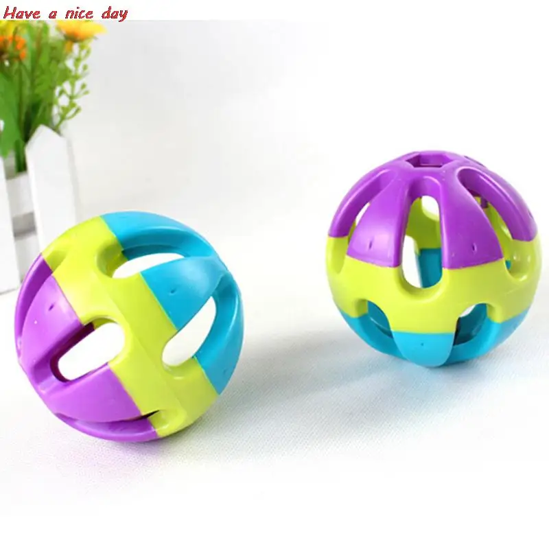 

Игрушка для собак и кошек, красочный резиновый круглый шар с маленьким колокольчиком, игрушка-кольцо