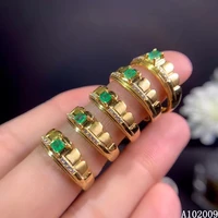kjjeaxcmy fine jewelry 925 sterling silver inlaid natural emerald new ring elegant girls ring support test