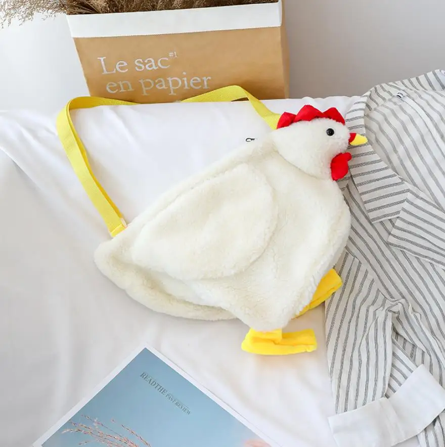 

Cartoon Chicken Plush Crossbody Bags Cute Shoulder Purse Party Work Travel Shopping Satchel Messenger Handbags for Women Girls