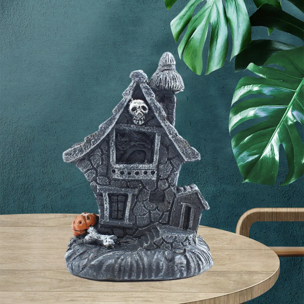 Hand Painted Waterproof Halloween Mini Haunted House Statue LED Light Decors Table Decorations | Party & Holiday DIY