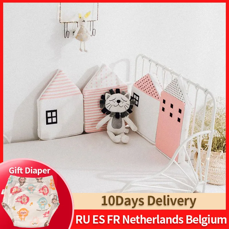 

4pcs Baby Bed Bumpers for Newborn Crib Protection Around Cushion Cot Pillows Baby Room Decoration Baby Bedding Bumper