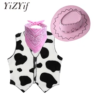 kid cowboy cowgirl costume boys girls vest tops scarf hat for children halloween christmas birthday party cosplay fancy dress up