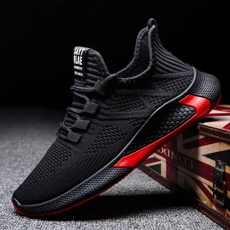 

New Style Men's Shoes Spring Autumn Breathable Flying Knitting Running Shoes Leisure and Fashion Sports Shoes Outdoor Recreation