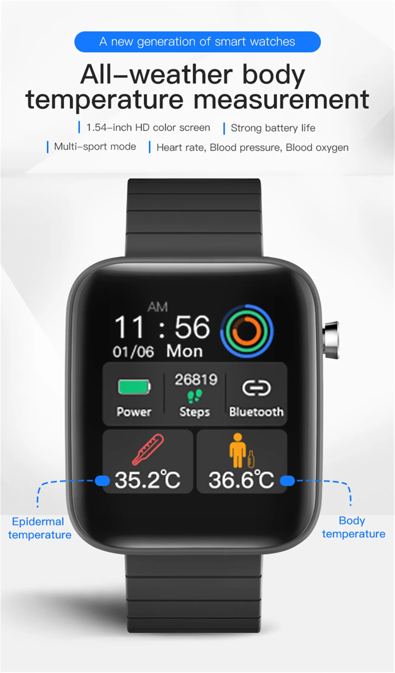 

Hot Sale Full Touch SmartWatch Waterproof Temperature Smart Watch With Heart Rate Monitoring Smart Watch Waterproof