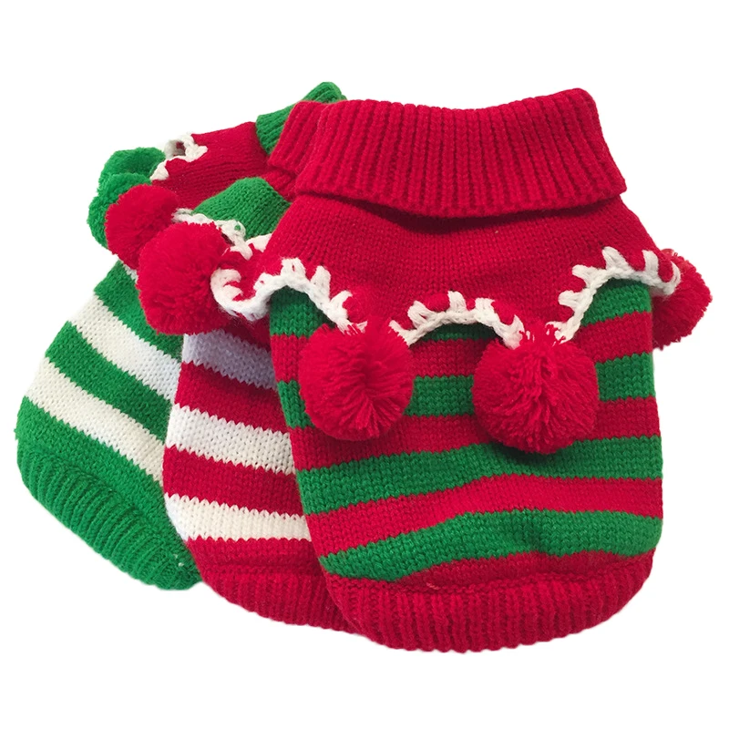 Свитер для собаки костюм в полоску с рождественской тематикой: милый шерстяной
