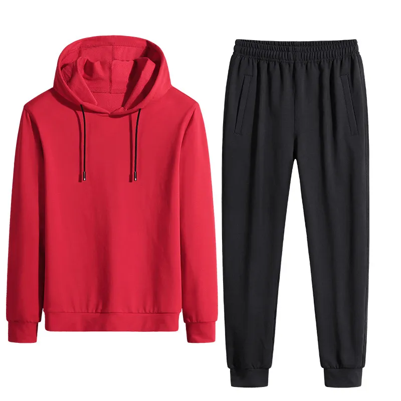 Мужской спортивный костюм из двух предметов однотонная толстовка с капюшоном и