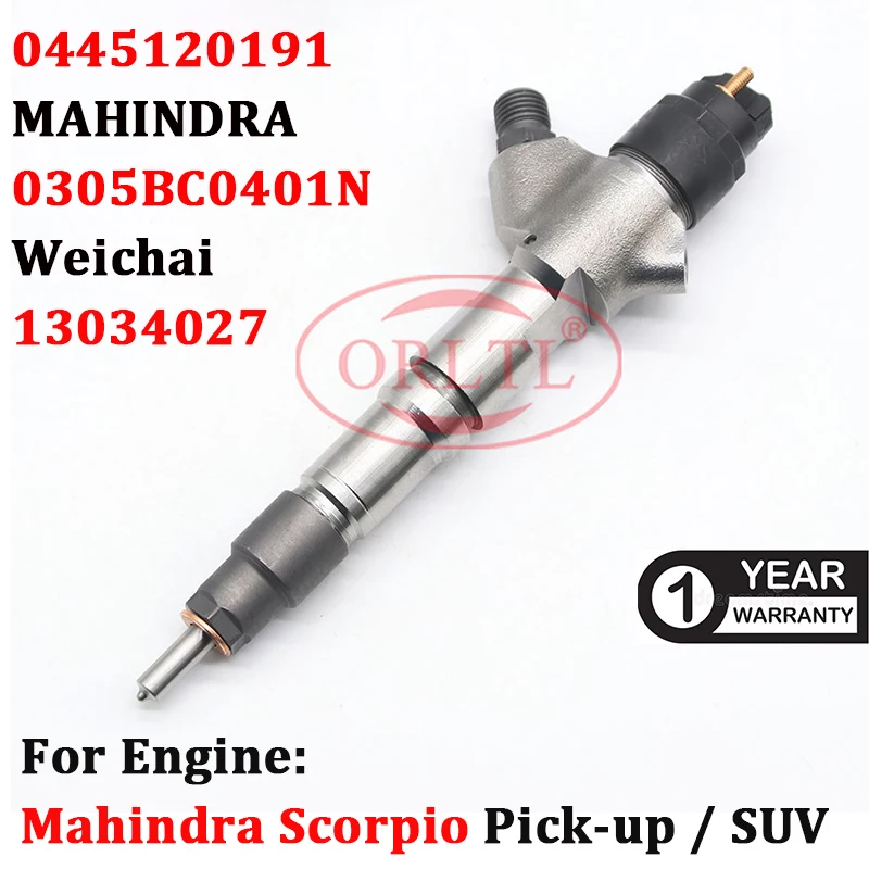 

ORLTL 0 445 120 191 New Fuel Injection 0445120191 Common Rail Diesel Injector 0445 120 191 For Mahindra Scorpio pick-up SUV 2.6