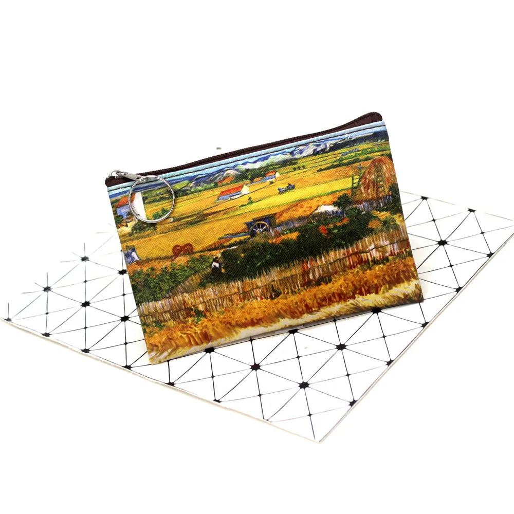 Classic Print Women Coin Purse Famous Painting Change Lady Holding Square Small Wallet Vintage Student Mini Bag | Багаж и сумки