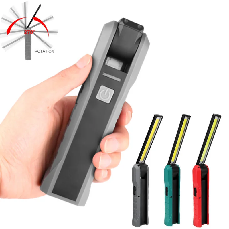 

USB Rechargeable COB LED Work Light Camping Light Waterproof Torch Built-in Battery Inspection Light with Magnet/Hook