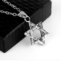 70 cm six pointed star pendant necklace double sided retro titanium steel punk jewelry gifts for men boys goth necklaces
