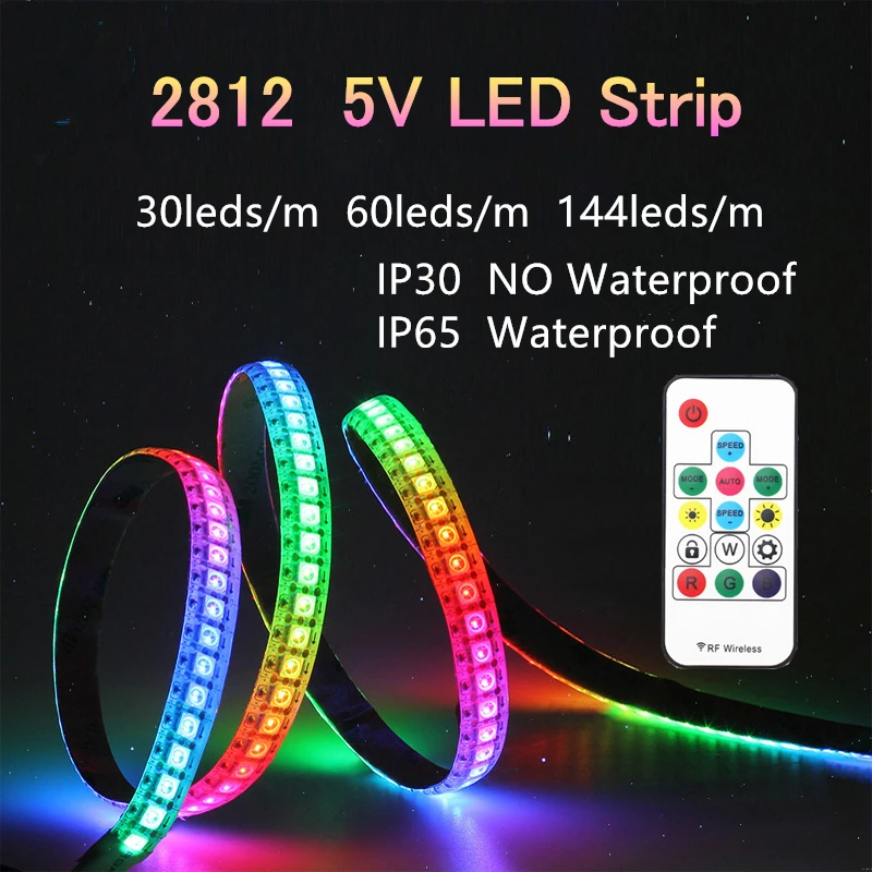 

WS2812B LED Strip Light 30led 60led 144led Individually Addressable with RF IP30 IP65 1m 2m 3m 4m 5m WS2812 IC LED RGB Tape DC5V