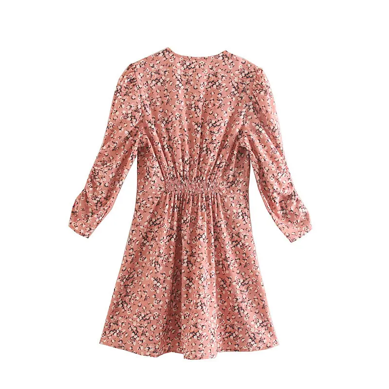 2019 женское элегантное мини-платье с v-образным вырезом и цветочным принтом