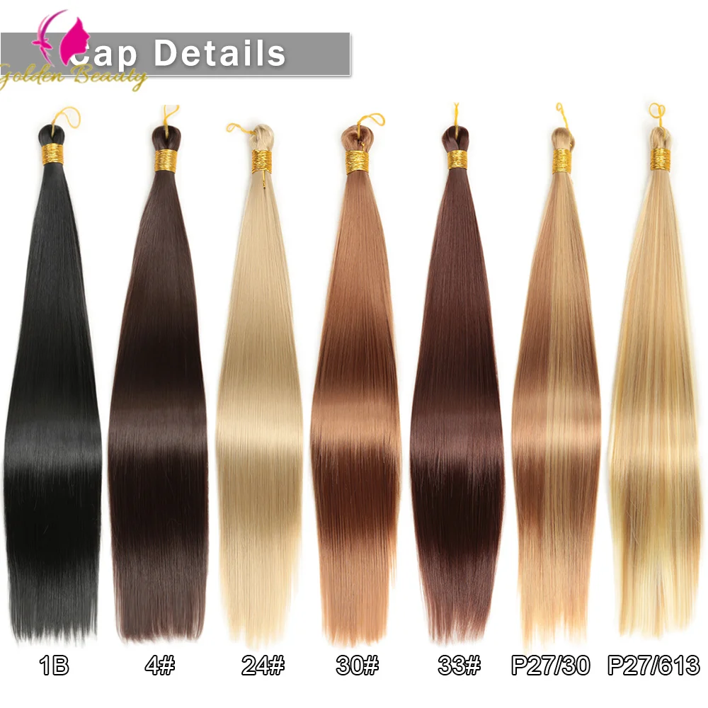 

22 Inch Straight Hair Extensions Silk Crochet Pre-Stretched Synthetic Fiber Braided Hair Bundles Golden Beauty