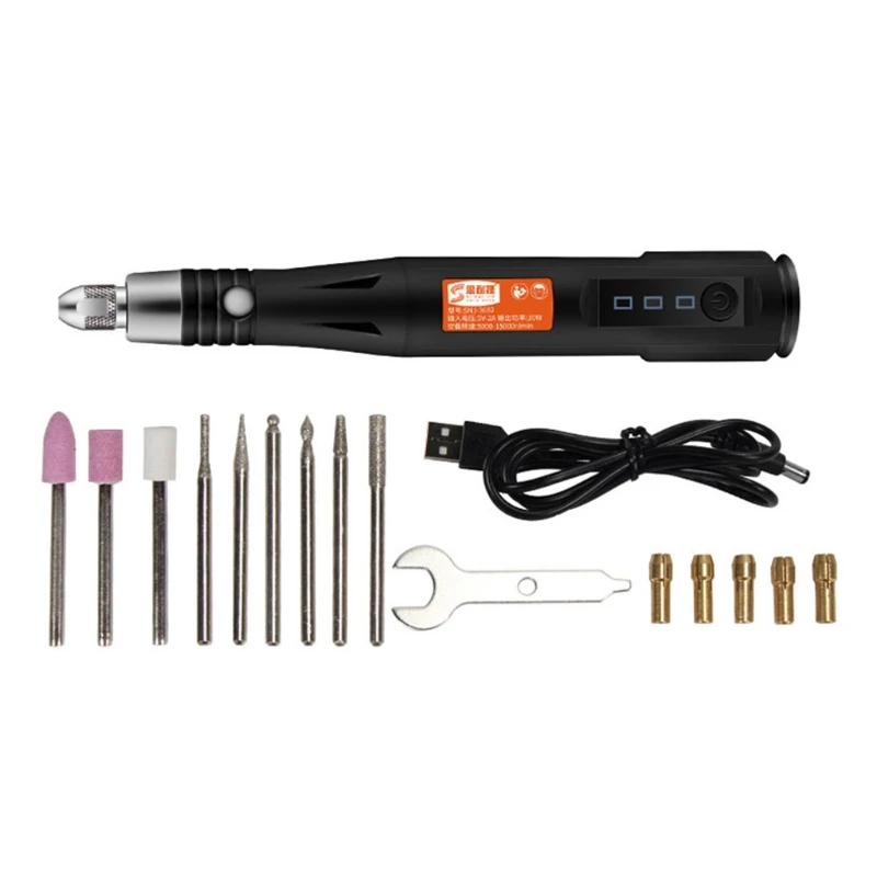 

Mini Power Rotary Tool Engraving Pen Adjustable 3 Speeds USB Charging for DIY Cutting Drilling Etching Sanding Polishing
