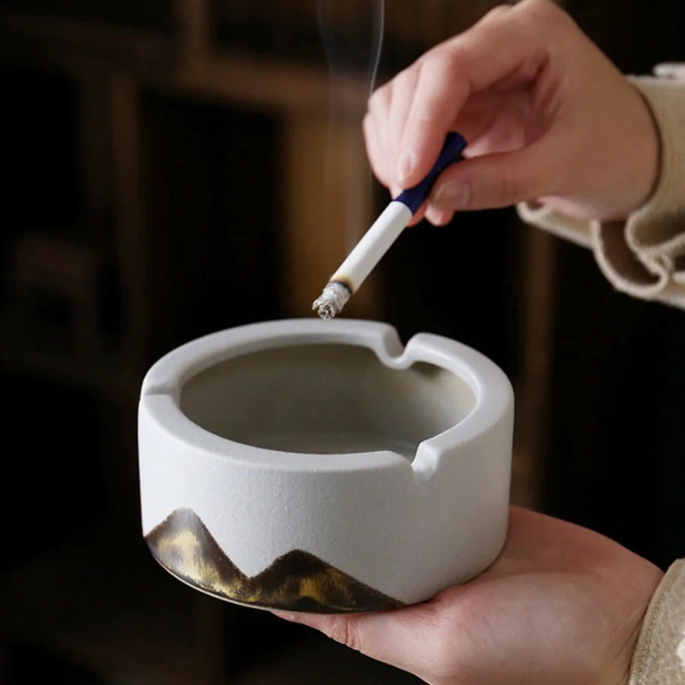 

1PC Ceramic Round Painting Ashtray Home Ashtray Decoration Chic Ashtray