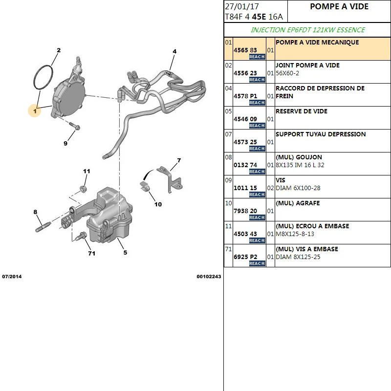 Механический вакуумный насос тормозная система 456583 11667586424 456578 701366060 для Peugeot 408 508