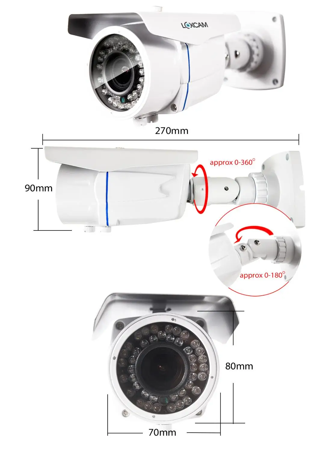 LOXCAM 48 В H.265 4MP безопасности водонепроницаемый открытый сети POE IP камера 2 8 12 мм зум