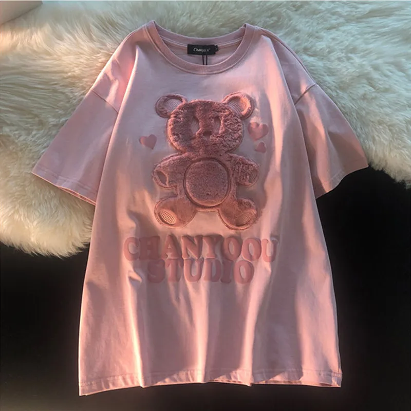 Хлопковая футболка с коротким рукавом для пары летние свободные рубашки женщин