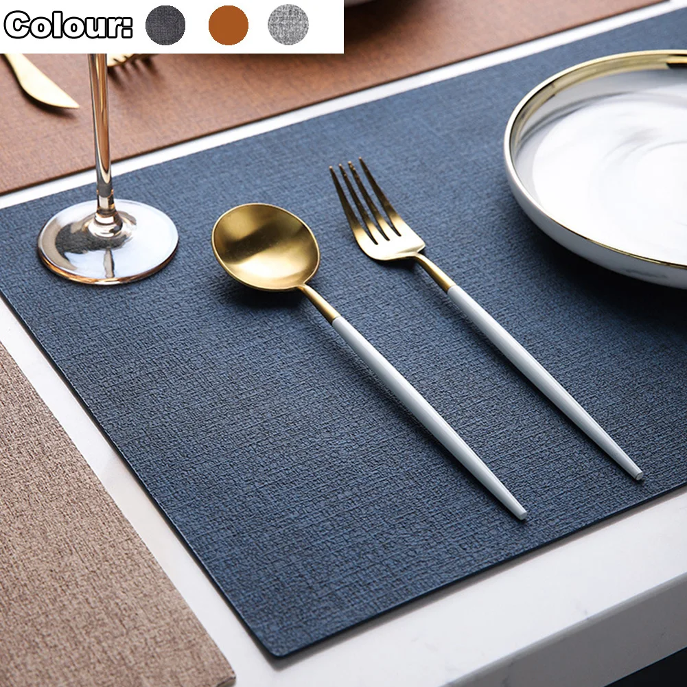 

Home Placemats High End Leather Placemat Tableware Pad Oil Water Resistant Heat Insulation Non Slip Tablemat Coaster Easy Clean