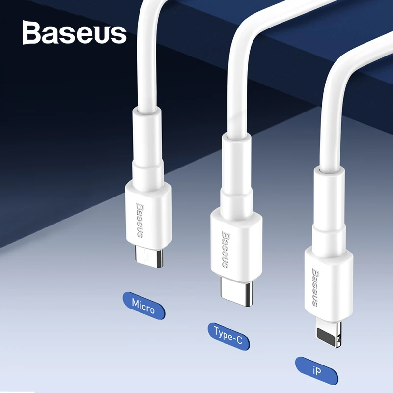 Baseus 3A Быстрая зарядка USB кабель для iPhone Micro type-C устройства кабель для передачи данных Быстрая зарядка кабель провод для huawei Xiaomi samsung