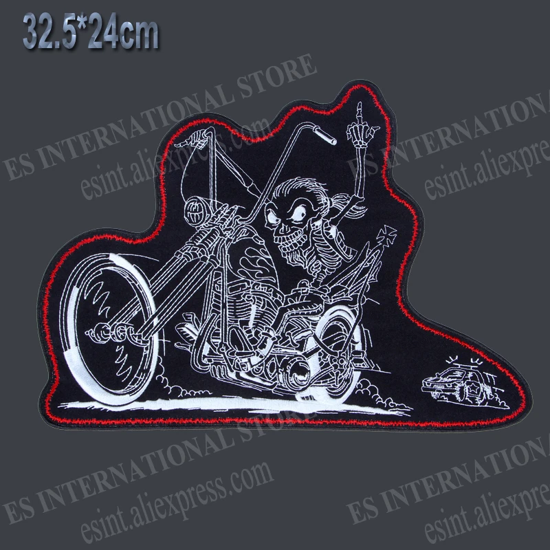 Огромная бездорожья череп 13 дюймов большие вышитые нашивки для куртки жилет езды