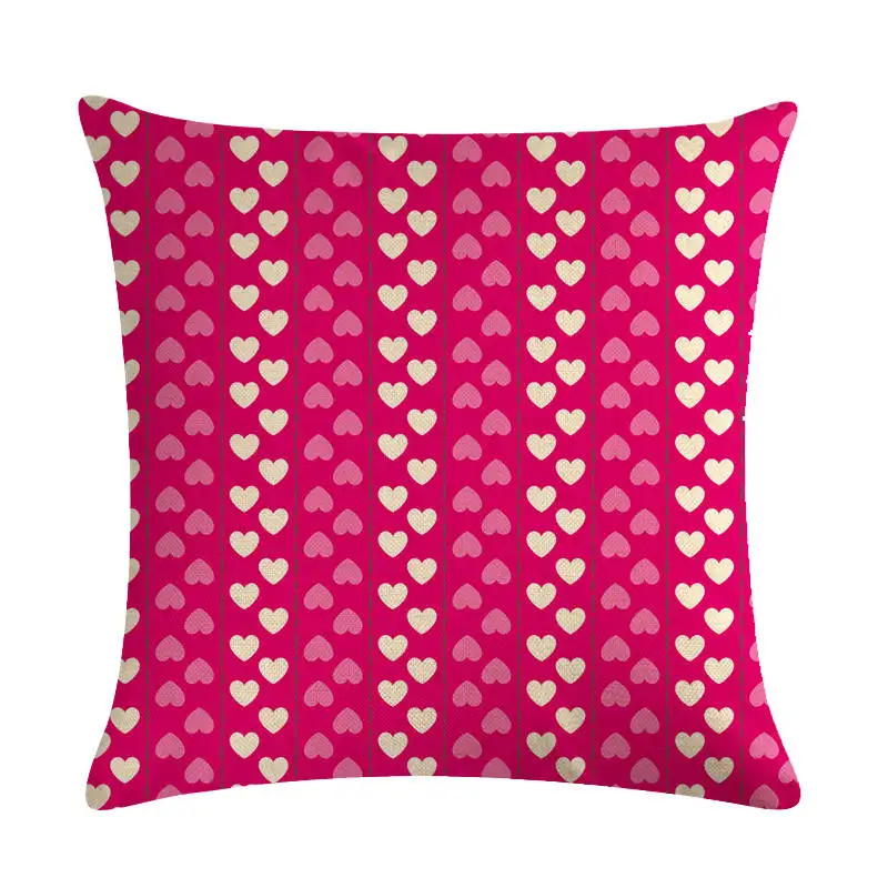 Pillow Case Pink Heart Print Series Linen Cushion Cover Pillowcases In Decorative Bedding Kussenhoes 45x45cm Throw | Дом и сад