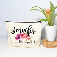 name makeup bag personalized floral monogram bag bridesmaid gift make up case wedding decorationbridal shower cosmetic bag