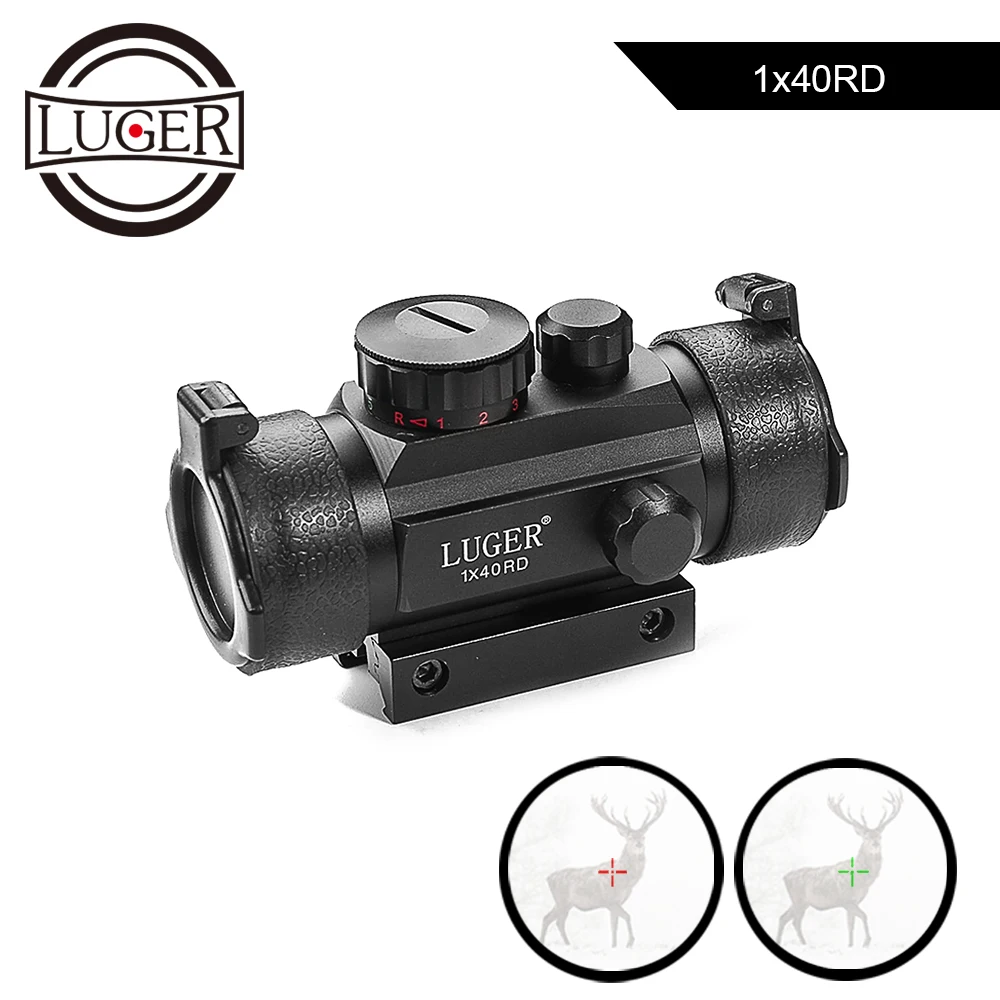 LUGER 1x40 красный зеленый точечный прицел тактическая Оптика подходит 11/20 мм