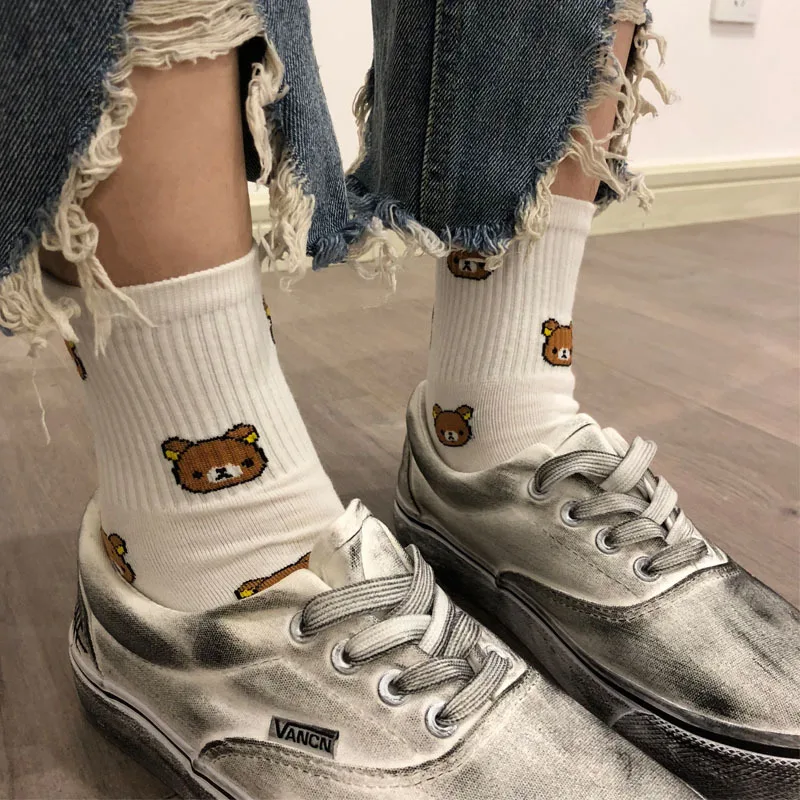 Fashion Cartoon Women Scoks Cute Kawaii Combed Cotton Mlticolor Socks Girls Funny Bear Lovely Animal Pattern Casual Sock носки | Женская