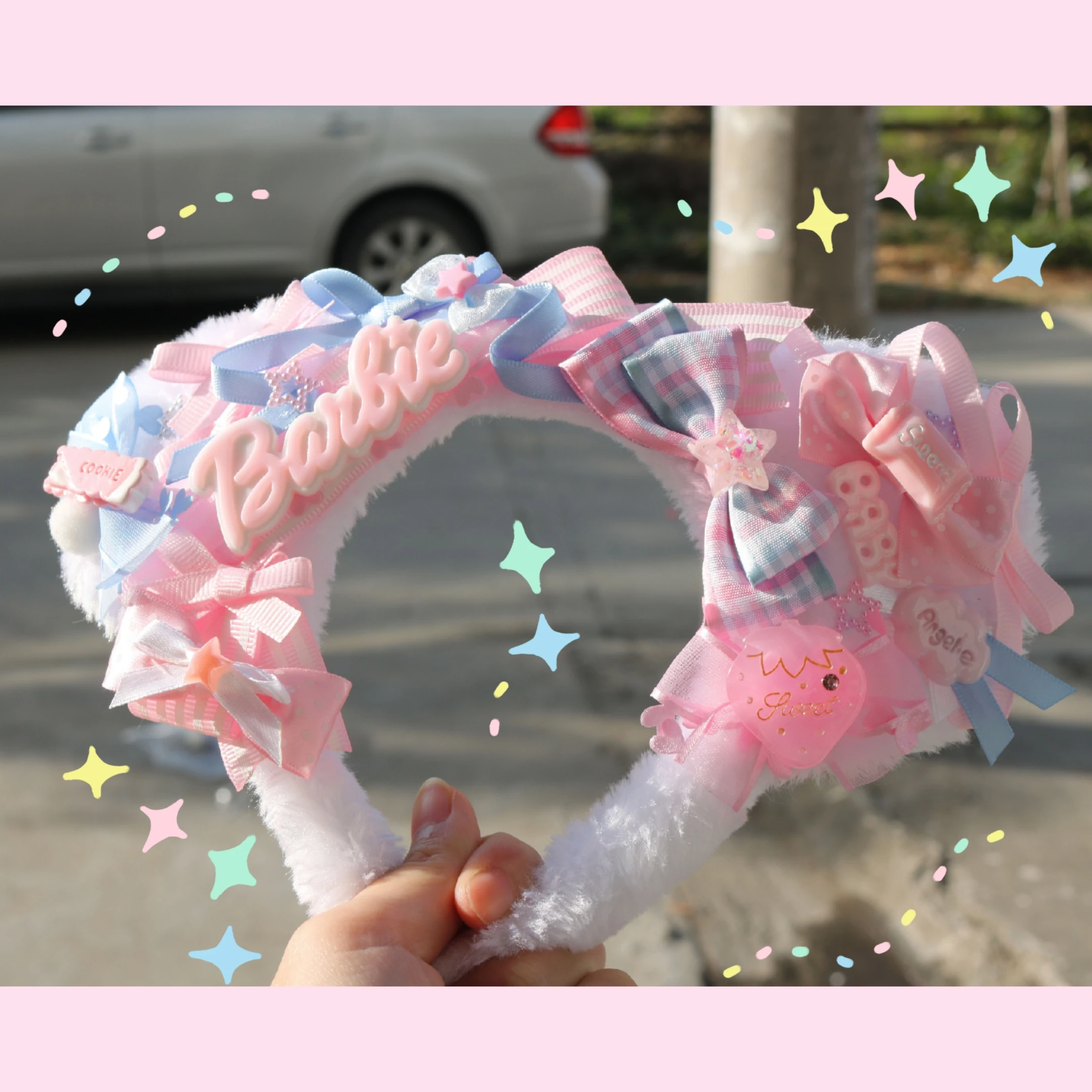 Бантик ушки ручной работы с милыми овечьими котами ободок на голову милая мечта