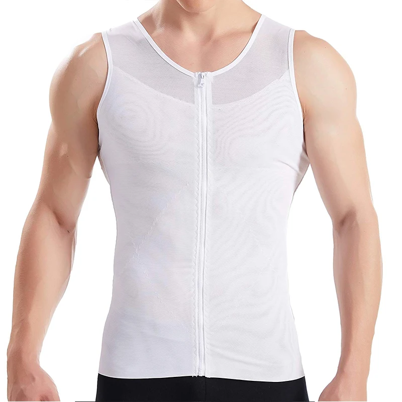 Upgraded Mens Slimming Body Shaper Vest Shirt Abs Abdomen Slim Male Shapers with Zipper Compression Shapewear |