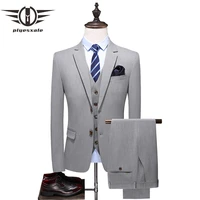 double splits light gray men wedding suits 2021 slim fit costume mariage homme 3 pieces formal business dress suits for men q901