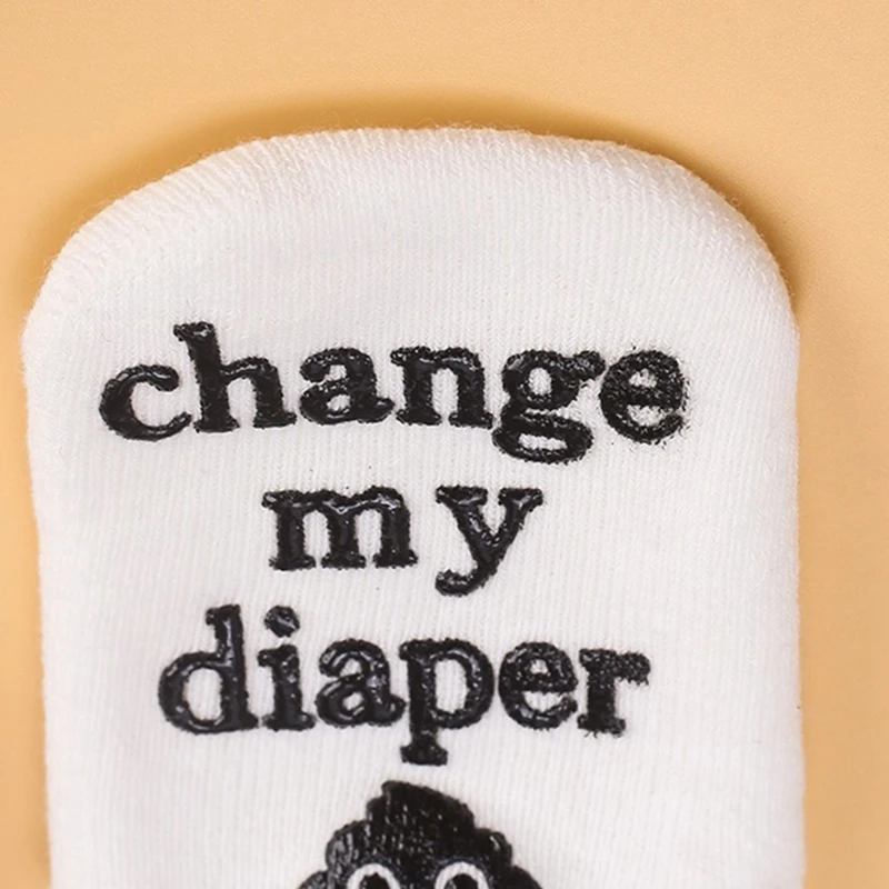 

H05C Novelty Funny Sayings Baby Cotton Crew Socks Non-Skid Gripper If You Can Read This Rubber Letters Printed Hosiery Gifts