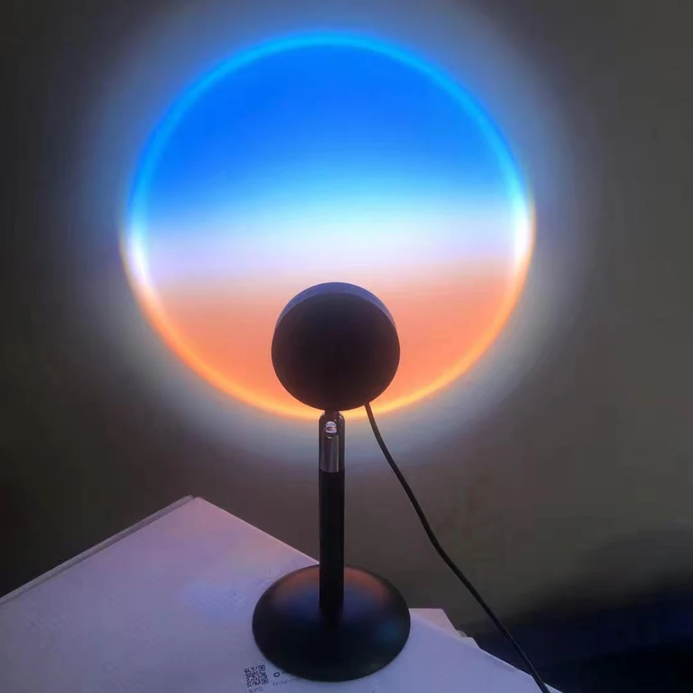 

Проектор С закатом на USB, настольная лампа для создания атмосферы береговой линии, темно-синяя лампа с желтым закатом, домашнее светильник ш...