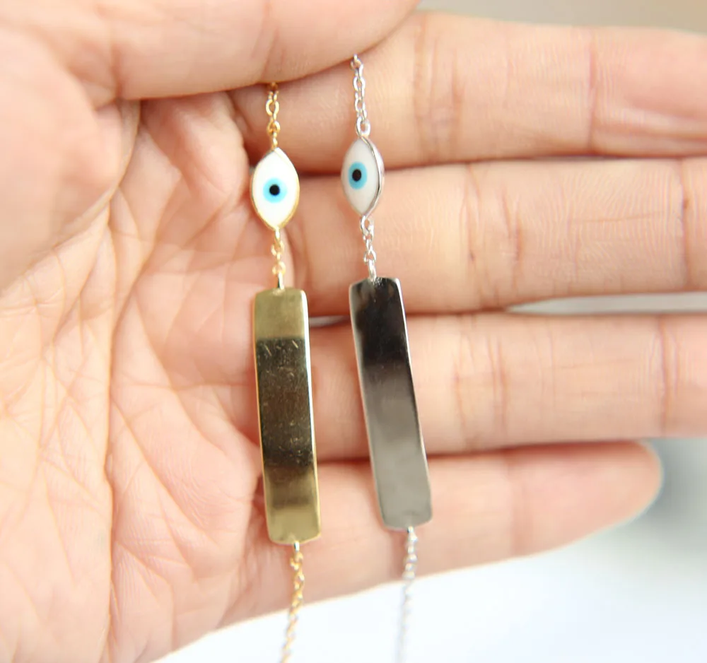 100% Стерлинговое Серебро 925 пробы классический простой дизайн Белая Эмаль сглаза