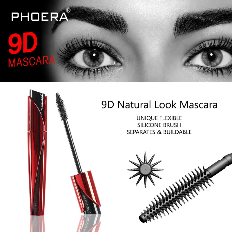 PHOERA 9D Silk Fiber Lash Extension Mascara High Definition Waterproof Curling Lengthen Thicken Cosmetics TSLM1 |