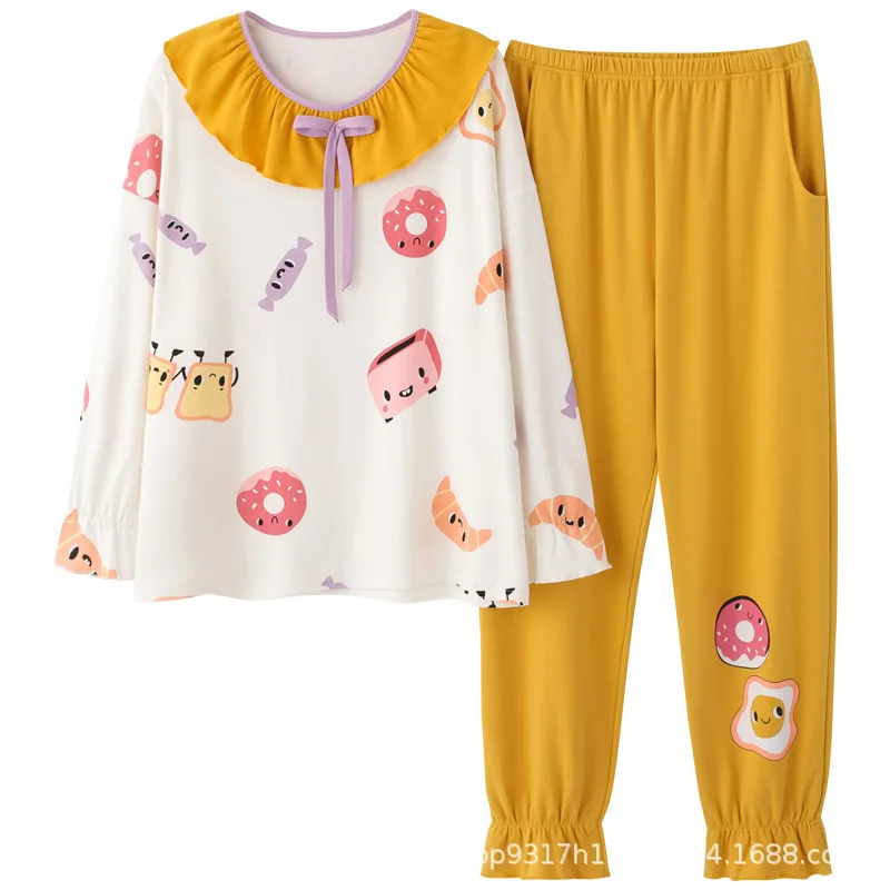 

Pajamas Women Korean Style Sweet and Cute Princess Style Pajamas Cotton Long-sleeved Student Suit Comfortable Women Sleepwear