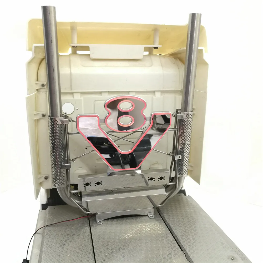 LED V8 LOGO Exhaust Chimney set for 1/14 TAMIYA Scania R620 R470 RC Tractor Parts | Игрушки и хобби