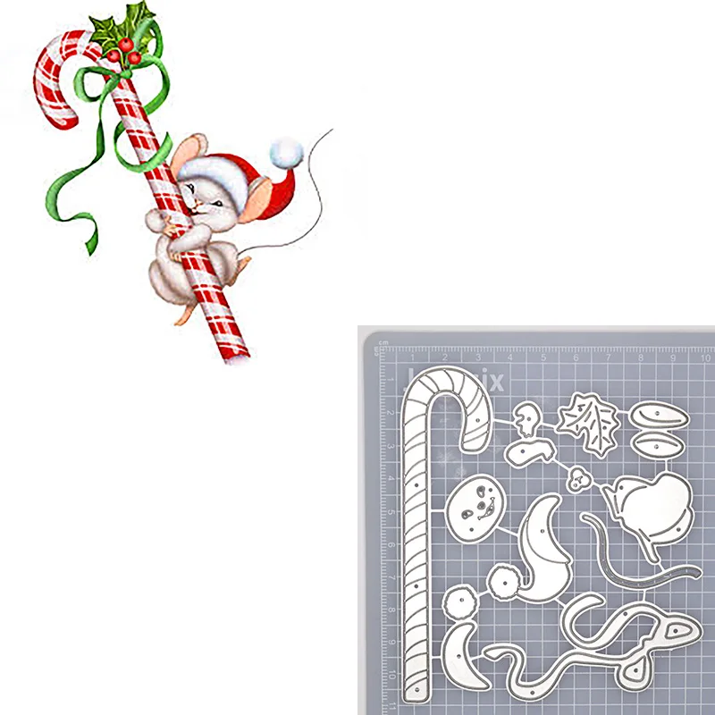 Рождественские конфеты тростник Милая мышь металлические Вырубные штампы милый