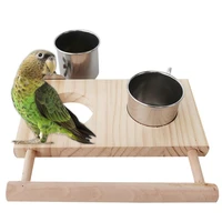 pet bird feeders double birds cage hanging parrot food water feeding bowl with stand stainless steel birds food cup accessories