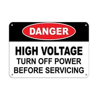 danger high voltage turn off power before servicing tin sign art wall decoration