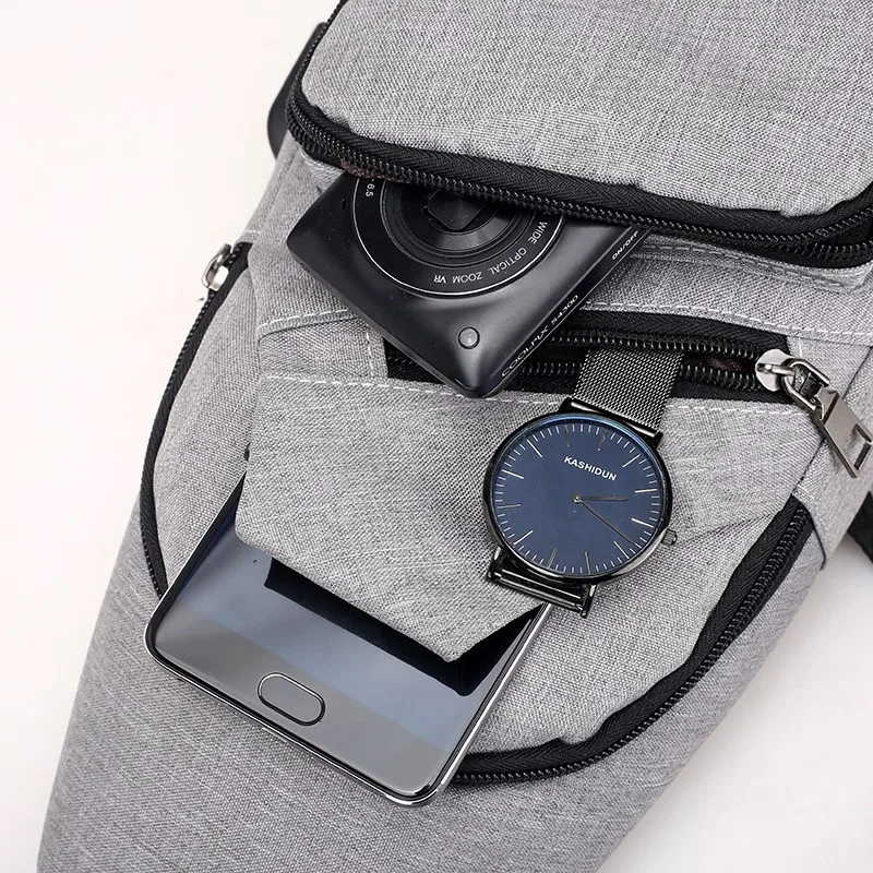 

Male Shoulder Bags USB Charging Crossbody Bags Multifunctional Canvas Theft Chest Bags Short Trip Messengers Bag 2020 new