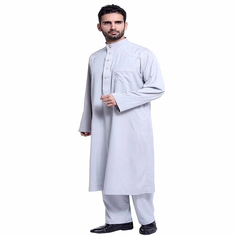 Muslim Clothing Arab Clothing Men Islam Muslim Dress Multicolor Button Saudi Thobe Formal Galabeya  Abaya Pakistani Clothes