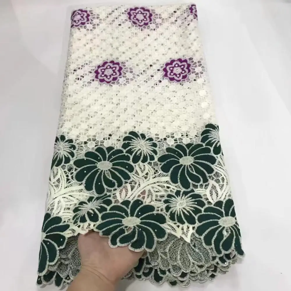 

NaXiu African Lace Fabric 2019 Big Cord Milk Lace Fabric With Stones High Quality Polyester Lace For African Wedding