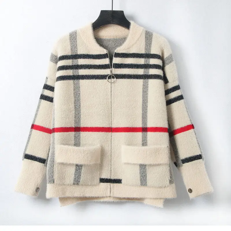 

Autumn and winter women's imitation mink velvet Korean cardigan jacket women's short sweater 2020 new all-match sweater